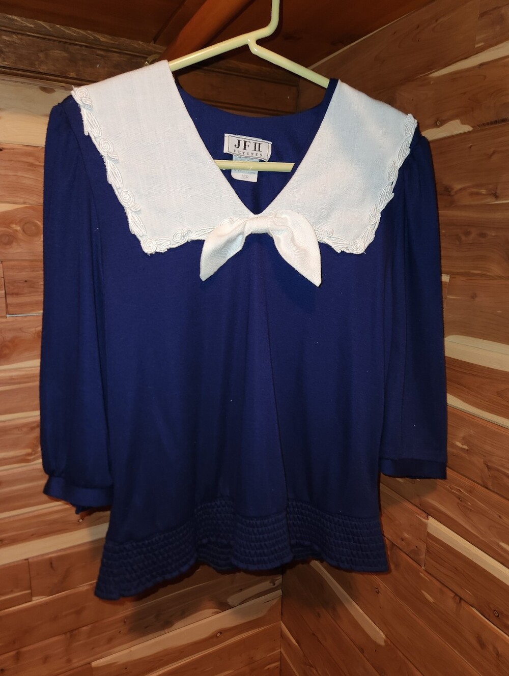 Vintage 90s JF II Navy Top with White Sailor Collar